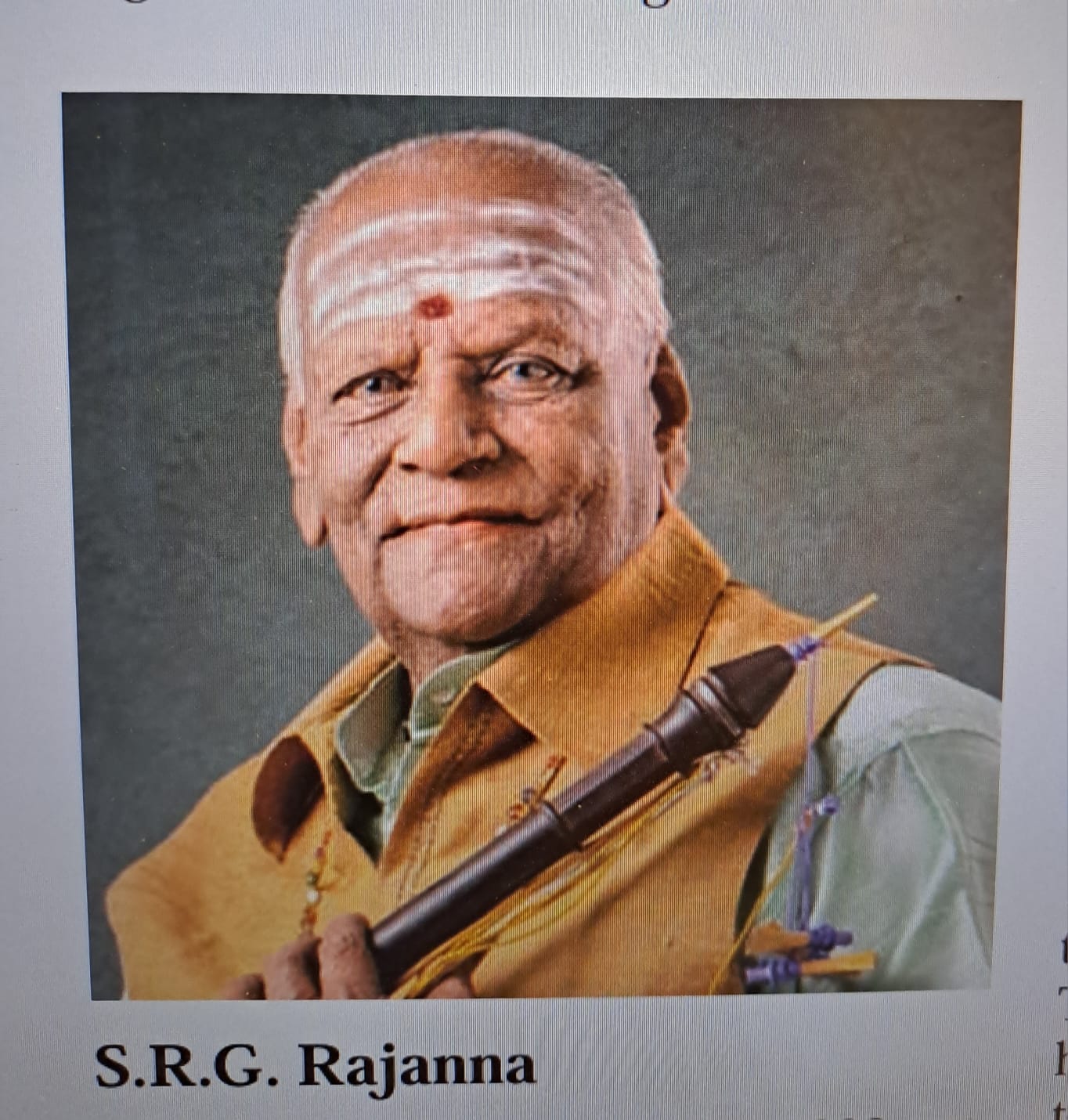 Heartfelt Condolences on the passing away of Vidvan SRG Rajanna, TTK Awardee