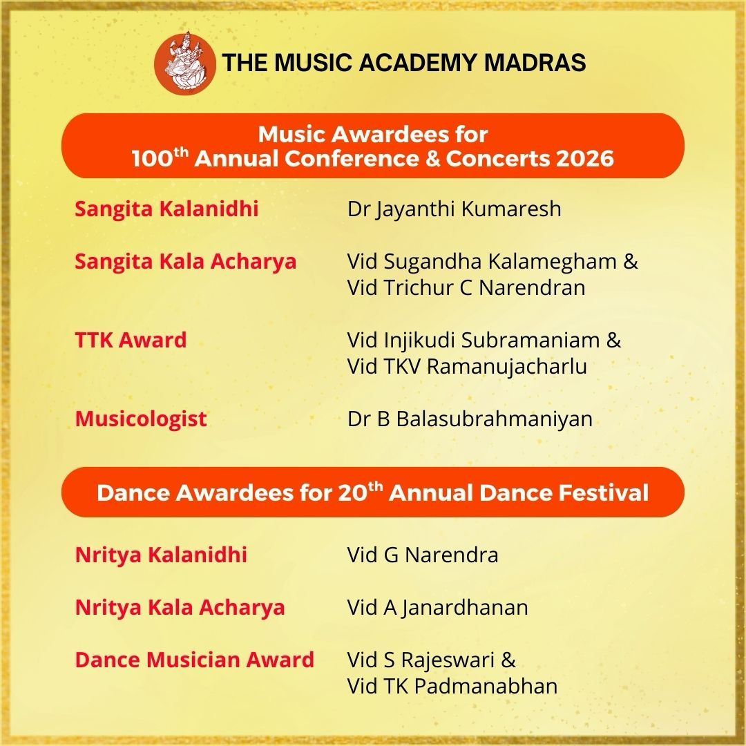 Awardees of 100th Annual Conference & Concerts 2026 and 20th Annual Dance Festival